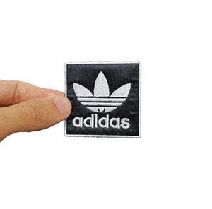 Adidas Embroidery Embroidered Patch Logo Clothing Black & White - Picture 1 of 1