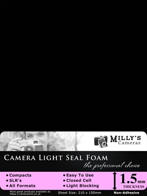 1.5mm Light Seal Foam - 210 x 150mm NON-ADHESIVE for ALL Film Camera Formats - Image 1 of 2