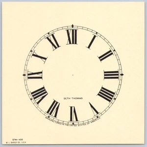 Replacement Clock Face Dial Seth Thomas STM-450 Roman Cream Card Paper 4.5" - Picture 1 of 1