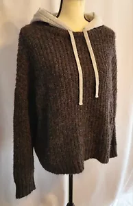 American Eagle Mohair Drawstring Sweater Hoodie Gray Women's M Medium ☆NWT☆ - Picture 1 of 10