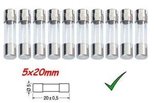 Fusibile Ritardato 1A 5x20mm - Fusibili in Vetro 250Vac Confezione 10pz - Foto 1 di 1