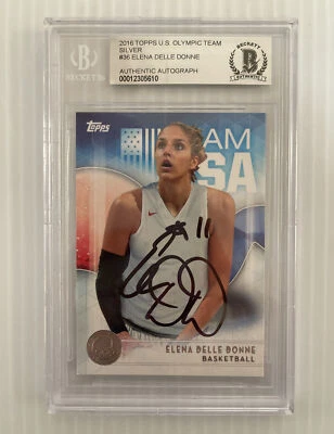 Elena Delle Donne Signed 2016 Topps US Olympics Silver Card Beckett Slabbed - Image 1 of 2