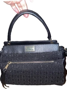 Black Purse Shoulder Juicy Couture Sparkle and Gold Zip Magnetic Pockets - Picture 1 of 8