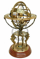 Solid Brass Armillary Dial 18" Sphere World Globe Desktop Table Lion Armillary