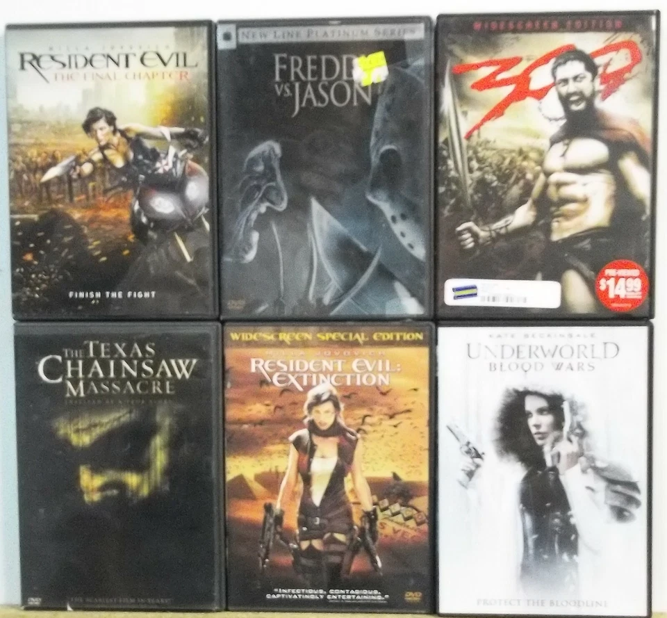 6 Horror Scary Fright DVD movies Lot #M443 FREE US S/H Massacre Resident Evil - Image 1 of 1