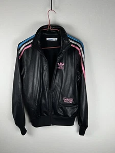 Adidas Chile 62 Shiny Sweatshirt Black Pink Blue Size S Women Women Jacket Top - Picture 1 of 13