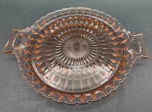 PINK Depression Glass Jeanette Windsor Handled Cake Plate Platter - Picture 1 of 4