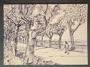 Kunstkarte - Straße nach Tarascon mit einem Mann zu Fuß - Van Gogh in Arles - MMA NYC - Bild 1 von 4