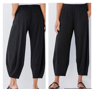 Pantalón Lisa Bayne Mujer Talla M Bambú Linterna Elástico Lagenlook Negro Tejido Barril Foto 1 de 4
