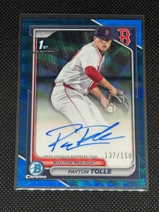 Payton Tolle 2024 Bowman Draft Chrome 1st Prospect Auto Blue Wave /150 - Picture 1 of 2
