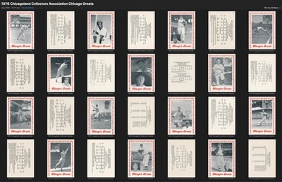 1976 Chicagoland Collectors Chicago Greats Complete Set (25) Cubs / W. Sox NM-MT - Image 1 of 4