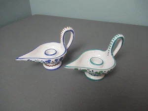 2 Italian Vintage Aladdin Lamp Style Candle Stick Holders - Terracotta - h5 sb - Picture 1 of 7