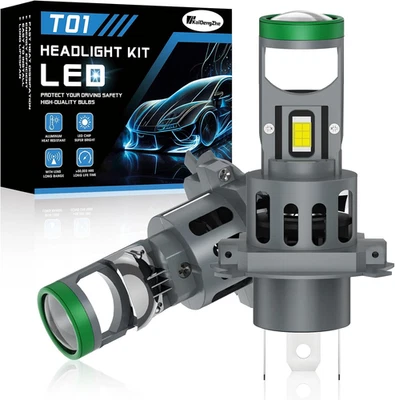 H4 LED Lampadina per Fari Con Mini Lente Proiettore, 2 PZ 12V 80W 21000LM 800% P - Immagine 1 di 4