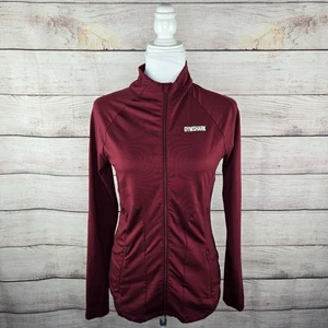 Gymshark Trainingsjacke mit Reißverschluss weinrot durchgehender Reißverschluss schmale Passform sportlich Small - Bild 1 von 7