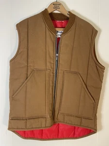 Gilet da lavoro vintage anni 70 zona zero uomo L isolato anatra marrone tela zip tasca caccia - Foto 1 di 6