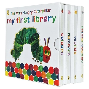 Very Hungry Caterpillar 4 Bücher Set von Eric Carle Meine erste Bibliothek Brett Buch NEU - Bild 1 von 3