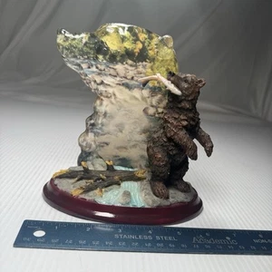 Decorative Bear Collectible Table Decor River Grizzly Salmon Wildlife - Picture 1 of 5