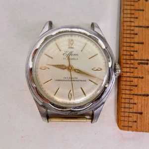1940'S EFFEM 17 JEWEL SELF WINDING SWISS WATCH TEXTURED DIAL - WORKING - Bild 1 von 5