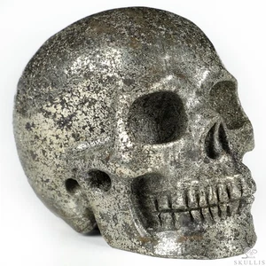 3.5" Pyrite Hand Carved Crystal Skull, Realistic, Crystal Healing - Picture 1 of 7