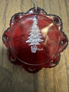 Fenton ORNAMENT Schneeflocke RUBINROT Glas Weihnachtsbaum - SIGNIERT D.Hill - Bild 1 von 4