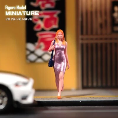 Resin 1/18 1/24 1/43 1/64 1/87 Girl Beauty Purple Diorama Miniature Toys Figure - Image 1 of 4