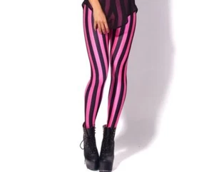 Leggings Black Rose Red Stripe Design - S to 2XL Sizes - LL0006 - Picture 1 of 3