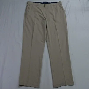 IZOD 36 x 32 Khaki Tech Flat Front Straight Dress Pants - Picture 1 of 7