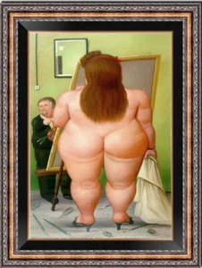 Arte PINTURA AL ÓLEO REPRO DE FERNANDO BOTERO Chica desnuda grasa EN LIENZO 24"X36" - Imagen 1 de 1