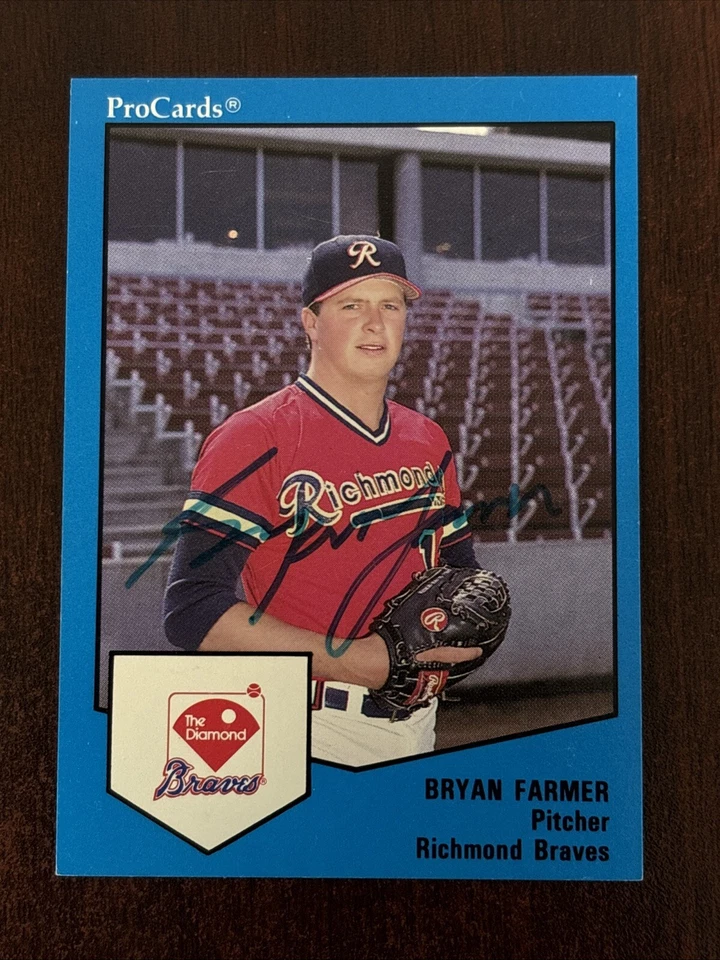 1989 ProCards #834 Bryan Farmer AUTO Richmond Braves AUTOGRAPH Signed - Image 1 of 2