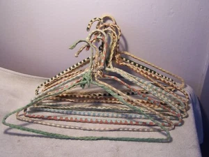 10 Vintage Yarn-Covered Metal Clothes Hangers Crochet Handmade - Picture 1 of 2