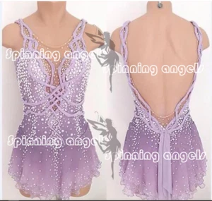 Maravilloso Patinaje sobre Hielo Figura Patinaje Vestido Gimnasia Disfraz Púrpura Pálido - Imagen 1 de 5