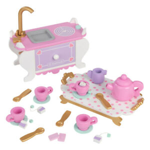 Kidkraft Let's Pretend: Tea Time | Tea Set With Accessories Tray Stove Sink Cups