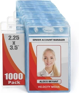 Durable Zip Top ID Badge Holders - 1000 Pack, Clear & Waterproof, for Events - Picture 1 of 11