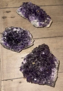 Amethyst Raw StoneQuartz Crystal Cluster LOT of 3 1 Lb - Picture 1 of 4