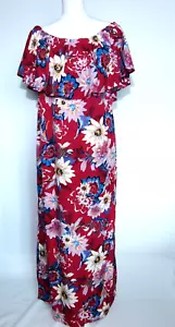 Maxi Vestido Studio Rojo Mezcla Floral Fuera del Hombro - Talla 16/18 - Imagen 1 de 14
