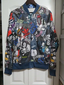 *Adidas Mens All Over Print AOP Logo Jacket Size Medium - Picture 1 of 4