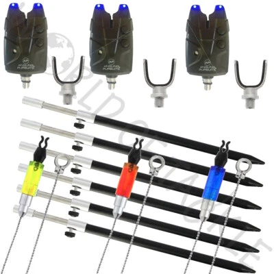 Fishing Bite Alarm Set with Bank Sticks Indicators Bobbins Rod Rests Carp Pike