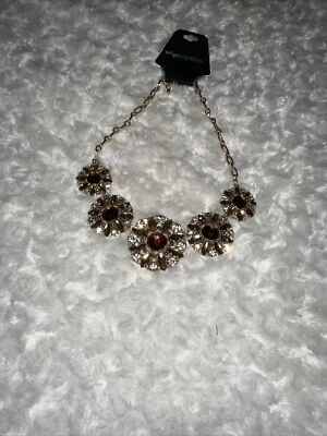 Tanya Creations Super Amber Colored And Rhinestone Statement Necklace - Image 1 of 4