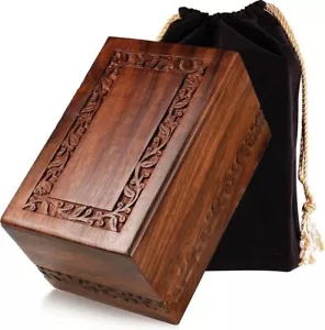 Cremation Urn for Human Ashes Adult Male Female - Wooden Border Engraved - Picture 1 of 5