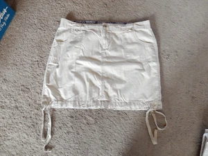 Old Navy Skirt Sz 14 KHAKI Mini Cargo-ish Side Hem Drawstring VINTAGE - Picture 1 of 13