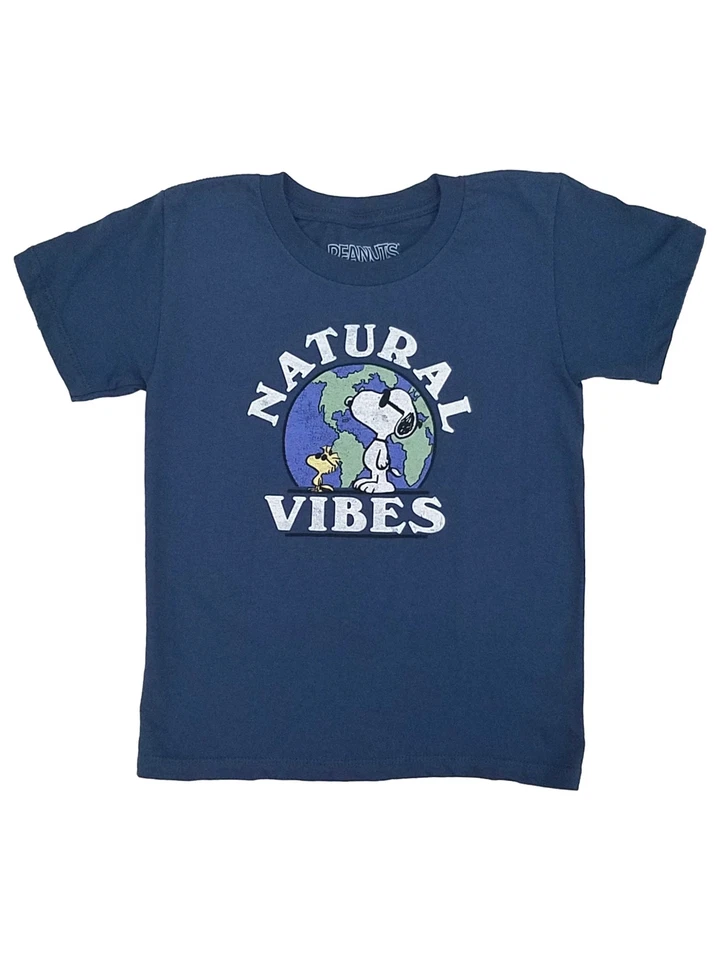 Peanuts Boys Short Sleeve Blue Snoopy Natural Vibes T-Shirt Tee - Image 1 of 1