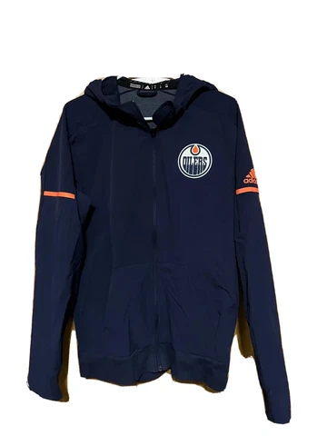 Mens NHL Adidas Edmonton Oilers Rink Jacket with hood - Size Medium (PRE OWNED) Cover