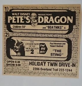 Pete's Dragon Other Side Of The Mountain Vintage Zeitungsausschnitt Filmanzeige 1978 - Bild 1 von 3