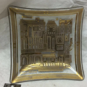 Vintage Glass Trinket Candy Dish Georges Briard Ornate Castle Design - Picture 1 of 6