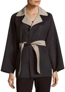 NEW Max Mara 'Kaya' wool angora reversible short coat blue grey taupe Size 3 - Picture 1 of 12