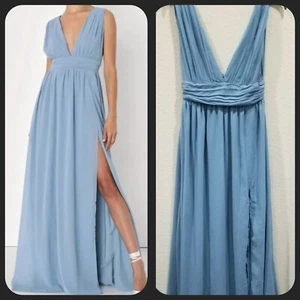 Maxi abito LULUS Heavenly Hues blu ardesia * splendido colore/design taglia MEDIA ** NUOVO SENZA ETICHETTE - Foto 1 di 10