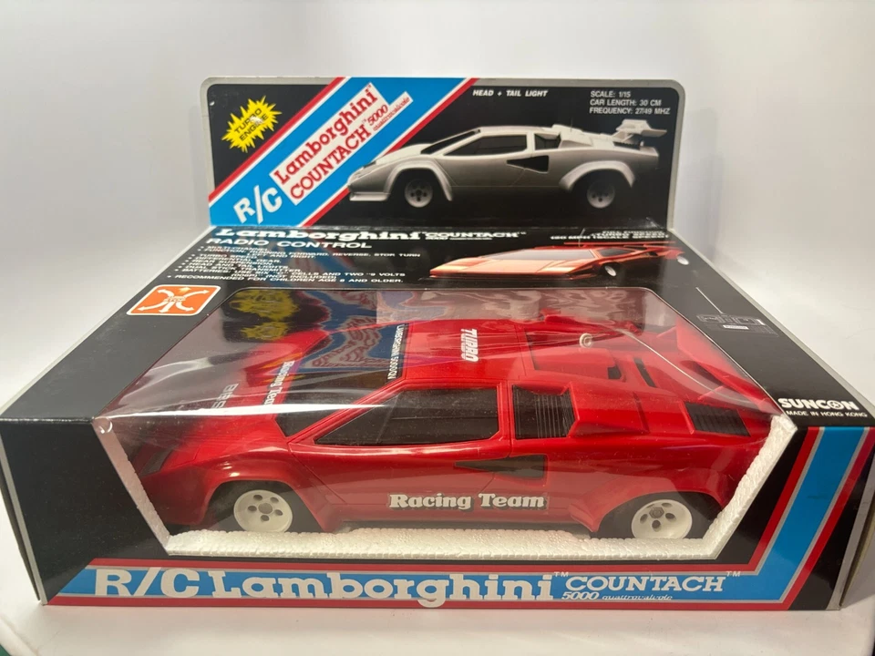 NEW VTG LAMBORGHINI COUNTACH 5000 QV RC Car SUNCON Radio Controlled Shack Red - Image 1 of 4