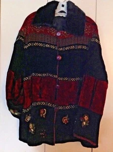 Flashback 1X Hobo Chunky Warm Cardigan Long removable Faux Fur Collar Knit Thick - Picture 1 of 11