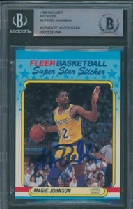 1988/89 Fleer Sticker #6 Magic Johnson Beckett Authentic Autograph Signed *1894 - Picture 1 of 1