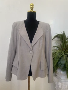 Armani Collezioni Beige Cotten Silk Blend Blazer Jacket Size 12 EUC! $395 - Picture 1 of 9